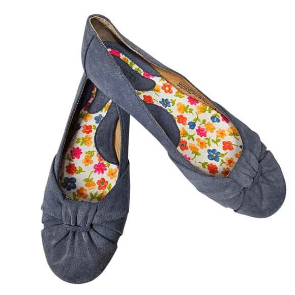 Born Adele Women's Gray Suede Ballet Knot Bow Flat Shoes Size 9 / 40.5 - Picture 1 of 9